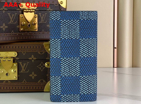 Louis Vuitton Brazza Wallet in Blue Damier Heritage Coated Canvas Replica
