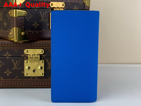 Louis Vuitton Brazza Wallet in Bright Blue LV Aerogram Cowhide Leather Replica