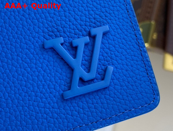 Louis Vuitton Brazza Wallet in Bright Blue LV Aerogram Cowhide Leather Replica