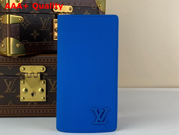 Louis Vuitton Brazza Wallet in Bright Blue LV Aerogram Cowhide Leather Replica