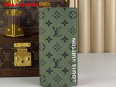 Louis Vuitton Brazza Wallet in Khaki Green and Vermillion Red Monogram Coated Canvas Replica