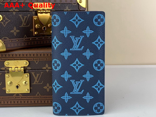 Louis Vuitton Brazza Wallet in Navy River Blue Calf Leather Replica