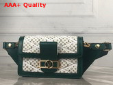 Louis Vuitton Bumbag Dauphine Denim Textile Printed Canvas with Green Calfskin Trim Replica