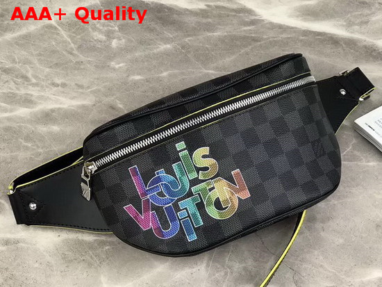 Louis Vuitton Bumbag in Damier Graphite Canvas Printed with Multicolor Louis Vuitton Logo Replica