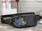 Louis Vuitton Bumbag in Damier Graphite Canvas Printed with Multicolor Louis Vuitton Logo Replica