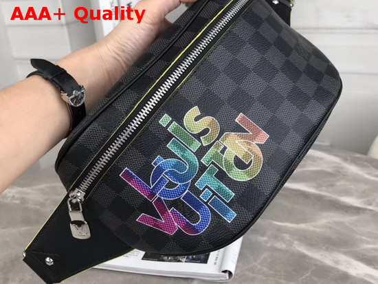 Louis Vuitton Bumbag in Damier Graphite Canvas Printed with Multicolor Louis Vuitton Logo Replica