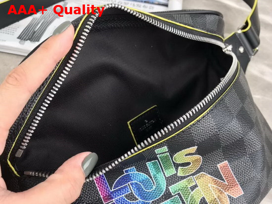 Louis Vuitton Bumbag in Damier Graphite Canvas Printed with Multicolor Louis Vuitton Logo Replica