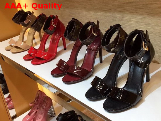 Louis Vuitton Call Back Sandal in Bordeaux Patent Calf Leather Replica
