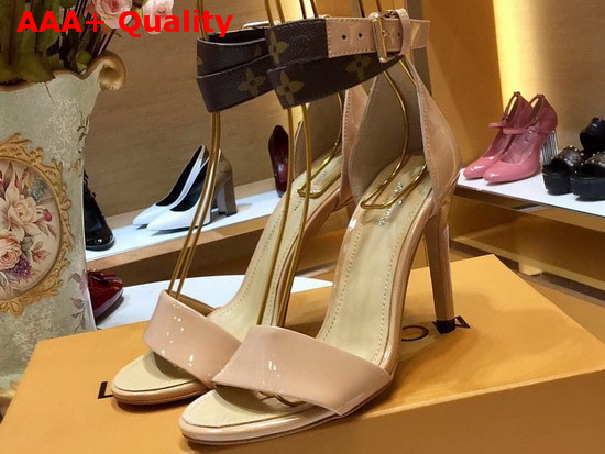Louis Vuitton Call Back Sandal in Nude Patent Calf Leather Replica