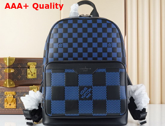 Louis Vuitton Campus Backpack Navy Blue and Black Damier Infini 3D Cowhide Leather N50021 Replica