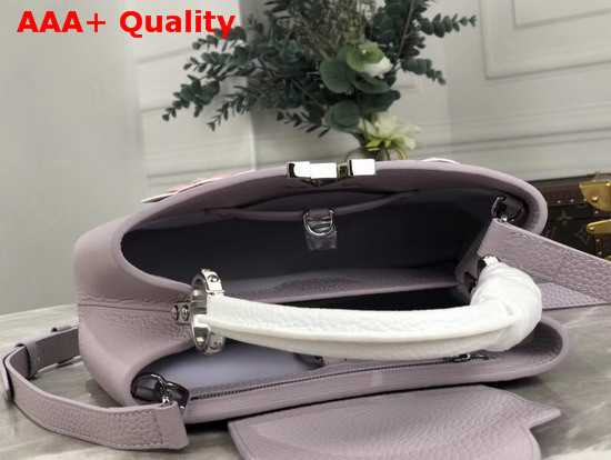 Louis Vuitton Capucines BB Bag Brume Grey Taurillon Leather Embellished with Colored Monogram Flowers Replica