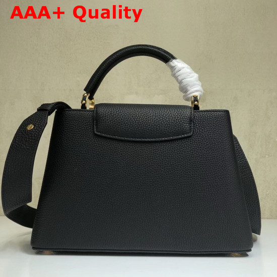 Louis Vuitton Capucines BB Black Taurillon Skin with Taiga Leather Details and Shiny Golden Monogram Blossoms Replica