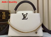 Louis Vuitton Capucines BB Cream and Burnt Mahogany Taurillon Leather with Hand Crafted Details M28450 Replica