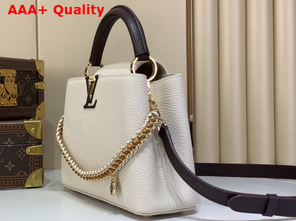 Louis Vuitton Capucines BB Cream and Burnt Mahogany Taurillon Leather with Hand Crafted Details M28450 Replica