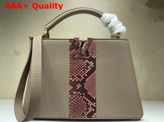 Louis Vuitton Capucines BB Galet Grey Taurillon Skin and Python Leather Replica