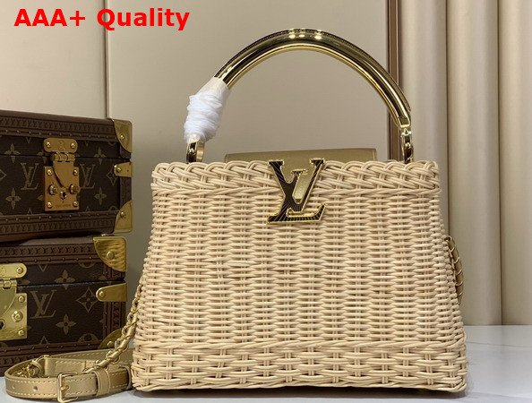 Louis Vuitton Capucines BB Gold Rattan and Cowhide Leather Replica