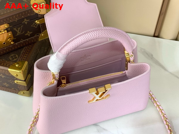 Louis Vuitton Capucines BB Handbag Baby Pink Mother of Pearl Taurillon Leather Replica