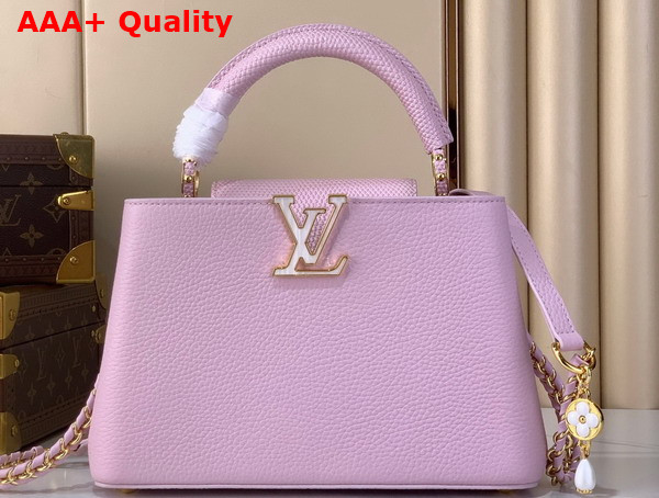 Louis Vuitton Capucines BB Handbag Baby Pink Mother of Pearl Taurillon Leather Replica