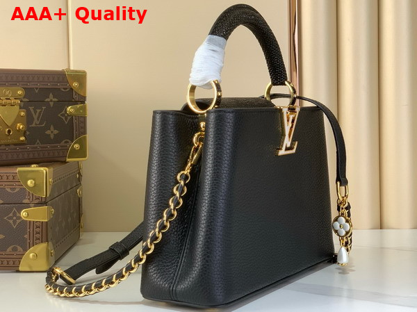 Louis Vuitton Capucines BB Handbag Black Mother of Pearl Taurillon Leather Replica