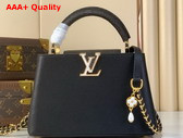 Louis Vuitton Capucines BB Handbag Black Mother of Pearl Taurillon Leather Replica