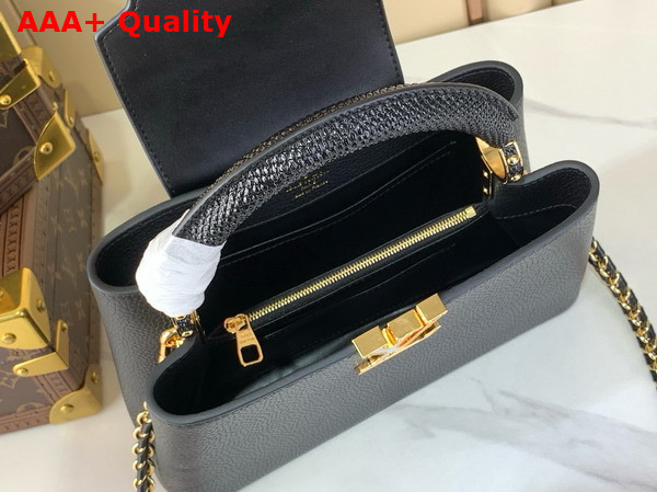 Louis Vuitton Capucines BB Handbag Black Mother of Pearl Taurillon Leather Replica