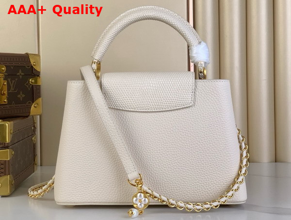 Louis Vuitton Capucines BB Handbag Cream Mother of Pearl Taurillon Leather Replica