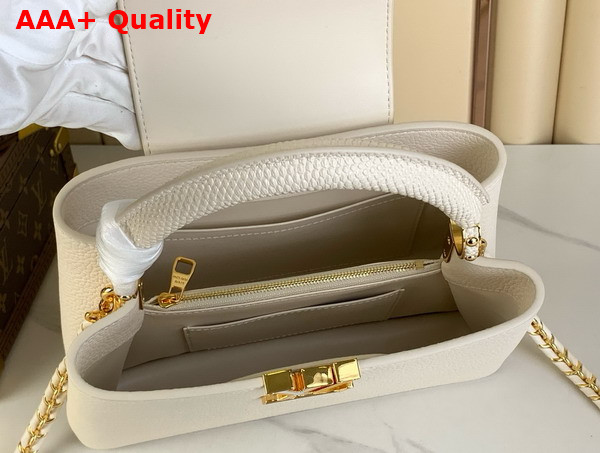 Louis Vuitton Capucines BB Handbag Cream Mother of Pearl Taurillon Leather Replica