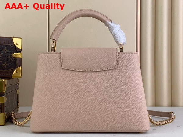 Louis Vuitton Capucines BB Handbag Quartz White Taurillon Leather Gold Color and Multicolor Finish Hardware Replica