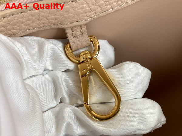 Louis Vuitton Capucines BB Handbag Quartz White Taurillon Leather Gold Color and Multicolor Finish Hardware Replica