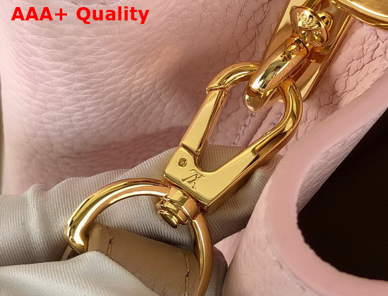 Louis Vuitton Capucines BB Handbag Rose Beige Taurillon Leather and Features a Wide Colorful Strap M59061 Replica