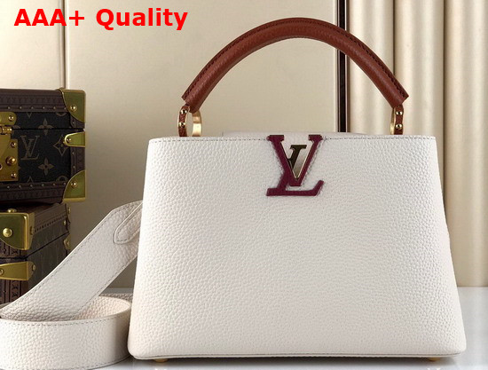 Louis Vuitton Capucines BB Handbag White Gold Taurillon Leather Replica