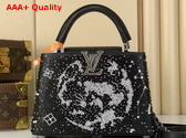 Louis Vuitton Capucines BB Handbag in Black Beaded Embroidered Calfskin Leather Replica