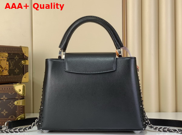 Louis Vuitton Capucines BB Handbag in Black Beaded Embroidered Calfskin Leather Replica