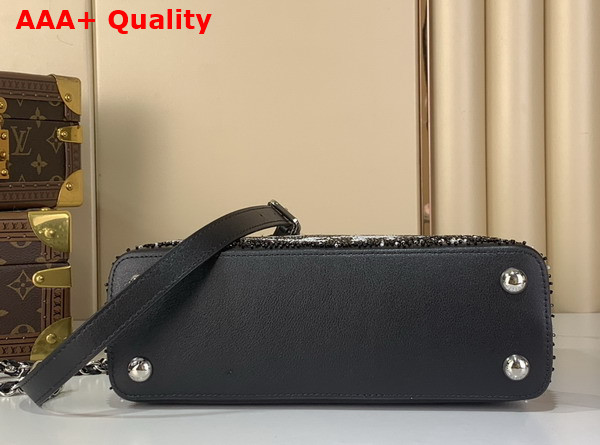 Louis Vuitton Capucines BB Handbag in Black Beaded Embroidered Calfskin Leather Replica