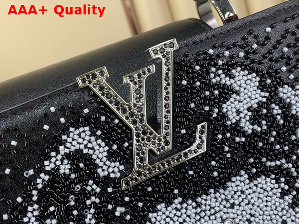 Louis Vuitton Capucines BB Handbag in Black Beaded Embroidered Calfskin Leather Replica