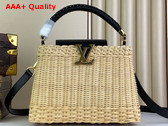 Louis Vuitton Capucines BB Handbag in Black Cowhide and Rattan Replica