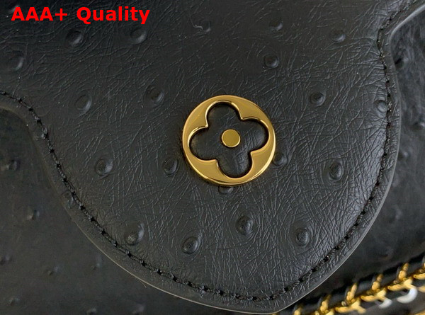 Louis Vuitton Capucines BB Handbag in Black Ostrich Leather with Triple Chain Adornment Replica