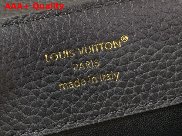 Louis Vuitton Capucines BB Handbag in Black Taurillon Leather Embellished with Tonal LV Initials and a Decorative Stone Embellished Charm Replica