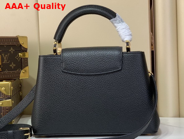 Louis Vuitton Capucines BB Handbag in Black Taurillon Leather Embellished with Two Decorative Chains M28455 Replica