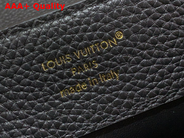 Louis Vuitton Capucines BB Handbag in Black Taurillon Leather Embellished with Two Decorative Chains M28455 Replica
