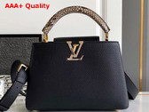 Louis Vuitton Capucines BB Handbag in Black Taurillon Leather and Python Leather Trim N85513 Replica