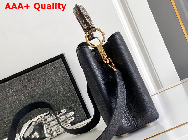 Louis Vuitton Capucines BB Handbag in Black Taurillon Leather and Python Leather Trim N85513 Replica