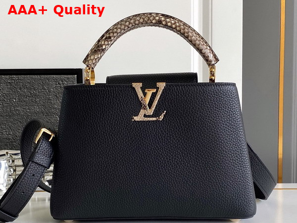 Louis Vuitton Capucines BB Handbag in Black Taurillon Leather and Python Leather Trim N85513 Replica