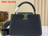 Louis Vuitton Capucines BB Handbag in Black Taurillon Leather with Crystals M59066 Replica