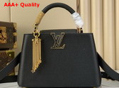 Louis Vuitton Capucines BB Handbag in Black Taurillon Leather with Gold Toned Charm Detail M26531 Replica