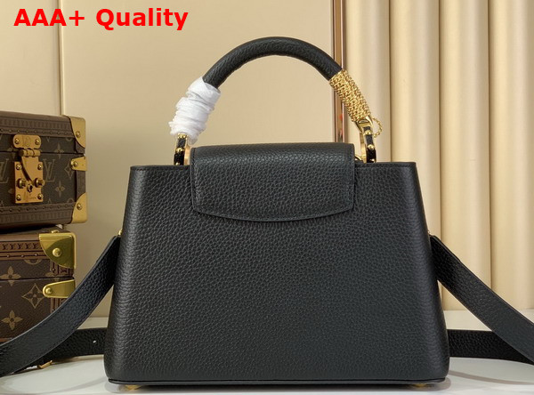 Louis Vuitton Capucines BB Handbag in Black Taurillon Leather with Gold Toned Charm Detail M26531 Replica