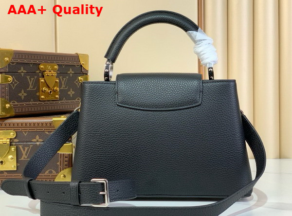 Louis Vuitton Capucines BB Handbag in Black Taurillon Leather with Triple Chain Adornment M12345 Replica