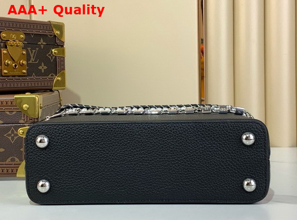 Louis Vuitton Capucines BB Handbag in Black Taurillon Leather with Triple Chain Adornment M12345 Replica