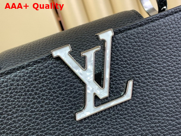 Louis Vuitton Capucines BB Handbag in Black Taurillon Leather with Triple Chain Adornment M12345 Replica
