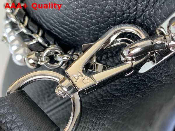 Louis Vuitton Capucines BB Handbag in Black Taurillon Leather with Triple Chain Adornment M12345 Replica